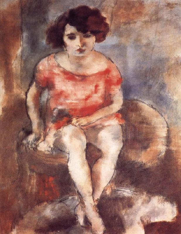 Jules Pascin The woman wearing the red garment oil painting picture